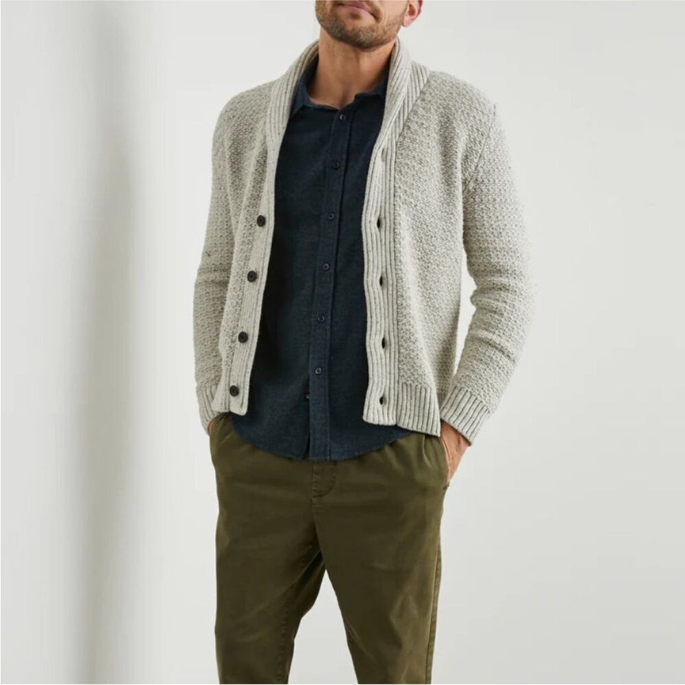 Men's Rails NWT Shepley Knitted Cardigan Sweater XXL Natural Oat Beige